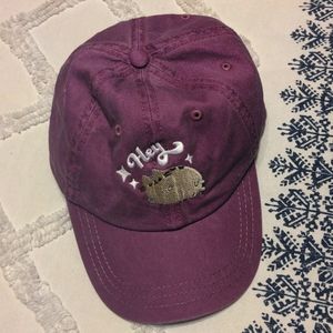 Pusheen purple adjustable "hey" winking cat ball cap hat